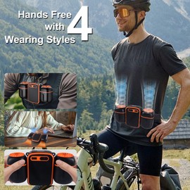 Portable Waist Fan Clip on 1000mAh Wearable Belt Personal Fan Rechargeable Hands-Free Cooling Neck Fans with Dual Outlet, 3 Speeds 12500RPM Strong Airflow, Max 24H Working Time for Outdoor Camping