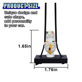 DUSCOKE Cute Cat Car Rearview Mirror Hanging Ornament, Funny Cat Sitting on Toilet Swing Pendant Rear View Mirror Charm, Aesthetic Car Interior Decoration Accessory for Women Men (Colorful)