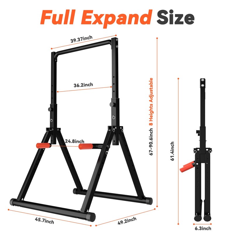WATBKHE Power Tower Pull Up Dip Station Foldable, Pull Up