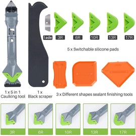 9 in 1caulk smoothingand Grouting Tool, silicone remover，Sealant Trimming and Removal Tool with Grout Squeegee for Bathrooms, Windows, Doors, Kitchens, Floors and Tile Squeegee Joint Repair Kit