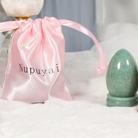 Nupuyai Crystal Egg with Stand for Home Decoration,Carved Polished Stone for Reiki Chakra Healing Green Aventuine