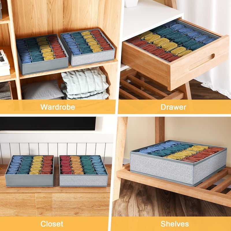 DIMJ Pack of 2 Storage Boxes, 24 Cell Drawer Organiser,