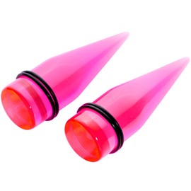 Body Candy Unisex 2Pc Translucent Pink Acrylic Ear Gauges Stretching Kit Tapers Straight Plug Set 20mm
