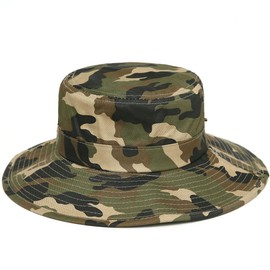 Kids-Boys-Summer-Outdoor-Camo-Fishing-Sun-Hat - UV-Protection-Bucket-Boonie-Hat for Hiking Beach Wide Brim (5-8Years)