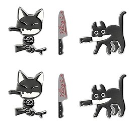 Lilbitty 6 Piece Black Cat Enamel Pin Set, Funny Cat Brooch for Jackets, Bags and Backpacks, Cute Animal Pins for Men and Women, Creative Decoration for Clothing