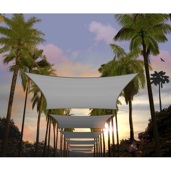 Amgo 12' x 20' Grey Rectangle Sun Shade Sail Canopy