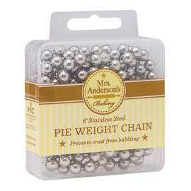 Mrs. Anderson's Baking Pie Weights | Stainless Steel Stoneware Beads for Blind Baking | Heat-Safe, Food-Safe, Easy to Use | Prevents Shrinking, Puffing, Bubbling | Connected Chain Weights