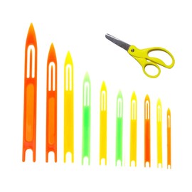 10 PCS Netting Needle Shuttles Fishing Net with a Pair of Scissors, Repair Line Equipment Plastic Cast Net Mending, Needle Shuttles Repair Tool, Used for Knitting and Sewing