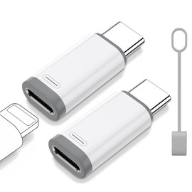 Lightning Type C Converter, 2-Pack - 10W Rapid Charging - 480 Mbps High Speed Data Transfer (Only for Smartphone and PC Transfer) - No Earphones, Lightning USB-C Converter, Anti-lost Design, Lightning