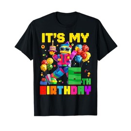 Its My 6th Sixth Birthday Building Brick 6 Years Old Boys T-Shirt