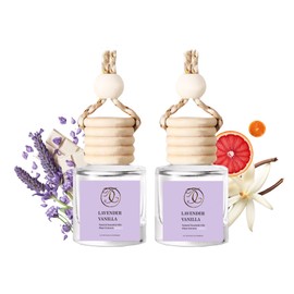 DEGUI 2Pack Lavender Vanilla Scented Automotive Air Freshener Set, Car Accessories Decoration Hanging Scented Car Diffuser for Men Women Best Gifts