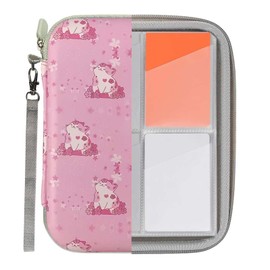 Bakumon Card Case for Yoto Card Holder Storage Portable Folder with Zipper 80 Pockets Cards Card Binder fit 2.3 * 3.4 inch Mini Audiobook Cards Card Binder Holder with Sleeves for Travel (Cat)
