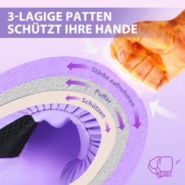 FIVING Pro Style Boxing Gloves for Women, PU Leather, Training, Muay Thai, Sparring, Martial Arts, Punch Bag Gloves, Workout for Women (New Purple, 12 oz)