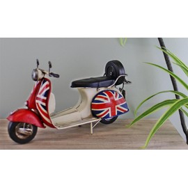 SIL Metal Art Tin Model - White + Union Jack SCOOTER Motorbike (30cm) *NEW* Boxed