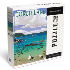 Lantern Press 1000 Piece Jigsaw Puzzle, Torch Lake, Michigan, Kayakers