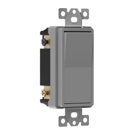 ENERLITES 4-Way Decorator Paddle Rocker Light Switch, Gloss Finish, Clamp Down Wiring, Grounding Screw, Residential Grade, 15A 120V/277V, UL Listed, 94150-GY, Gray