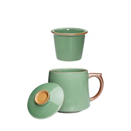 HAFTOLYR Ceramic tea cups, tea infuser mugs, tea cup with infuser and lid，with filters and lids, bright and colorful for making tea, coffee and other beverages, with a capacity of about 400ml. (201)