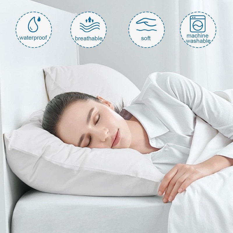 4 Pack Pillow Protectors with Zipper Standard Size Breathable &
