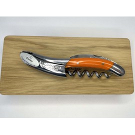 Laguiole En Aubrac Sommelier Waiter's Corkscrew, Corian Handle, Wine Opener With Foil Cutter & Bottle Opener, Stainless Steel Shiny Bolsters (Orange Corian)