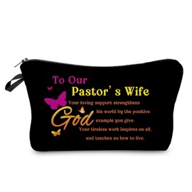 Livel lhood Pastor's Wife Makeup Bag Acknowledgments Black Small Organizer Zipper Pouch To Our Pastor's Wife Cosmetic Bag Appreciation Present for Pastor's Wife Christian Women