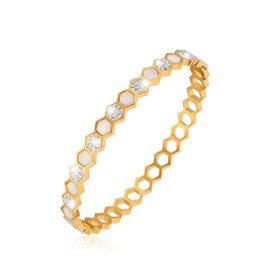 MILAKOO Honeycomb Hexagon Bangle with Cubic Zirconia Bracelet for Women Dainty Thin Classic Bangle Gifts