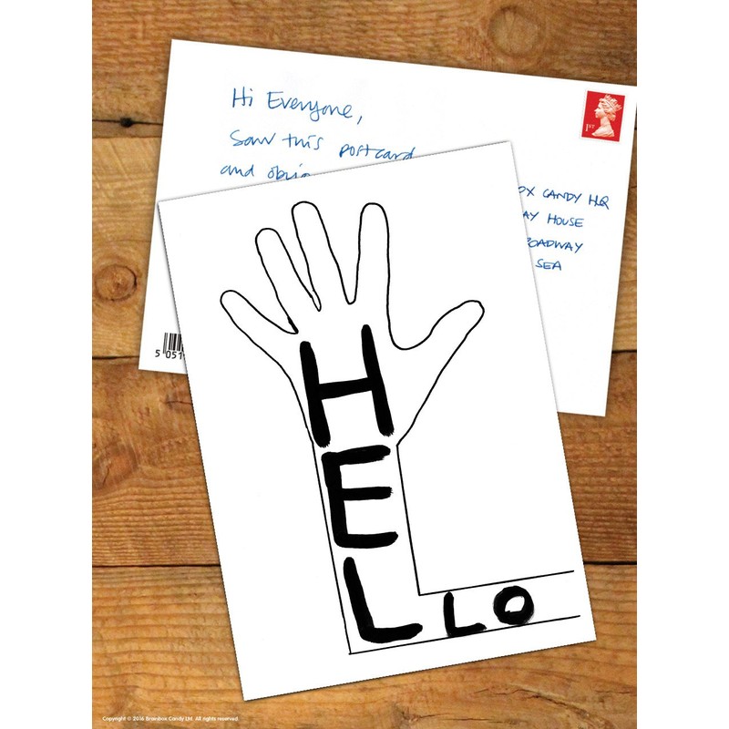 Funny Humorous 'David Shrigley Hello' Novelty Postcard
