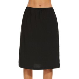 MANCYFIT Women's Half Slips for Under Dresses Non Cling Under Skirt Slips with Single Side Slits Black Medium