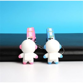 chichengnian Cartoon Space Astronaut Rocket Planet PVC Keychain Cute 3D Spaceman Figure Lanyard Key Rings Purse Charms for Handbags Backpack (Blue)