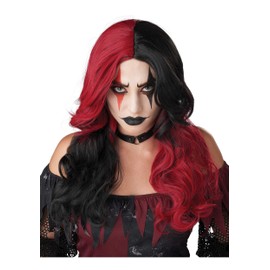 California Costumes Psycho Jester Wig for Women Standard Red, Black