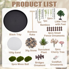 WEBEEDY DIY Round Zen Garden Kit Mini Japanese Sand Garden for Desk,8.9"x8.9" Tabletop Rock Sand Meditating Sandbox for Adult Home Office Desk Zen Decor Meditation Zen Gifts,22.6x22.6 cm