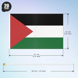 ASUNO Pack of 20 Palestinian Territories Mini Hand Hold Flag 14 x 21 cm Mini Stick Flag Polyester for Football Club Party Decorations International Festivals Indoor and Outdoor