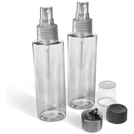 VViViD Empty Clear Plastic BPA-Free 4 Ounce Spray Bottles w/Twist Cap, Mist Spray Cap & Flip Spout Cap (2 pack)