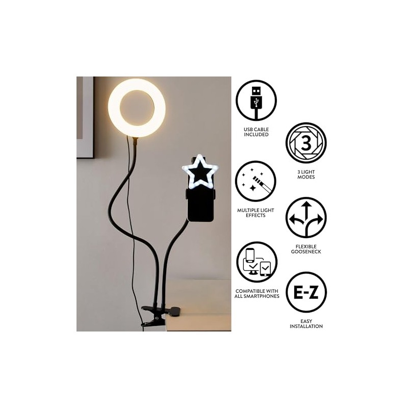 Urban Lifestyle LED Ring Light Kit with 3 Dimmable White