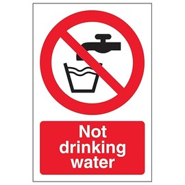 V Safety Not Drinking Water 100 x 150 mm - 2mm Super-Tough Rigid Plastic Safety Sign