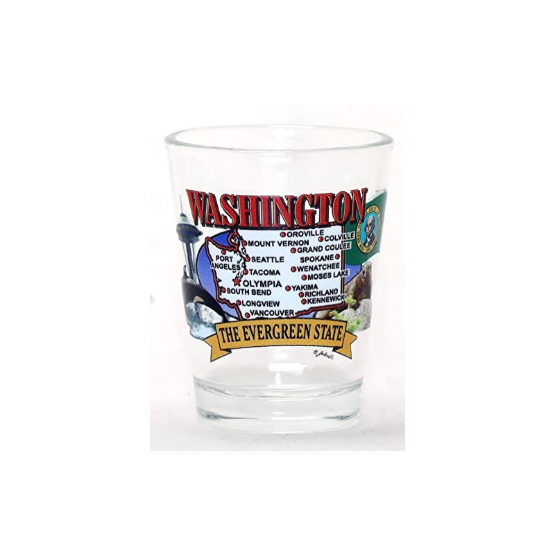 Washington State Elements Map Shot Glass