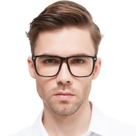 OCCI CHIARI 2.0 Reading Glasses Men Oversized Square Readers 1.0 1.25 1.5 1.75 2.0 2.25 2.5 2.75 3.0 3.5 (Black, 2.00)