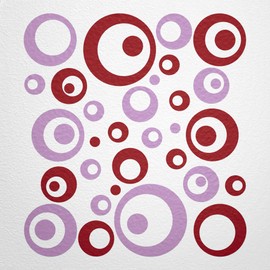 WANDfee® Wall Tattoo, Circles, Dots, 50 Stickers, Colour Choice For Children's Bedroom, Living Room, Hallway, Bathroom, Kitchen, Tile Stickers, red