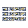 Creative Co-Op Stoneware Plate with 4 Lemon Design Styles, Blue