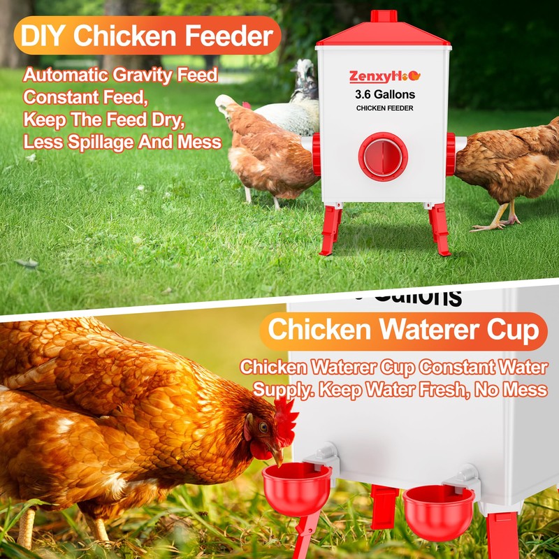ZenxyHoC No Waste Chicken Feeders and Waterers - 6 Set