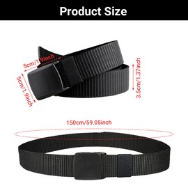 3 Stück Arbeitsgürtel Herren aus Nylon, 150 x 3.5 cm Unisex Gürtel Nylon Canvas Gürtel für Damen und Herren, arbeitsgürtel Ohne Löcher, für Schneller Pass durch die Flughafensicherheit