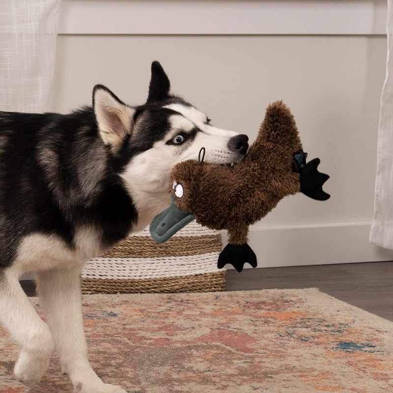 TrustyPup Strong 'N Silent Platypus Silent Squeak Plush Dog Toy,