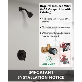 GBBNE Shower Faucet with Valve, Shower Valve Kit and Head, Single Handle Shower Faucet Set with Rough-In Valve, Shower Trim Kit, Matte Black