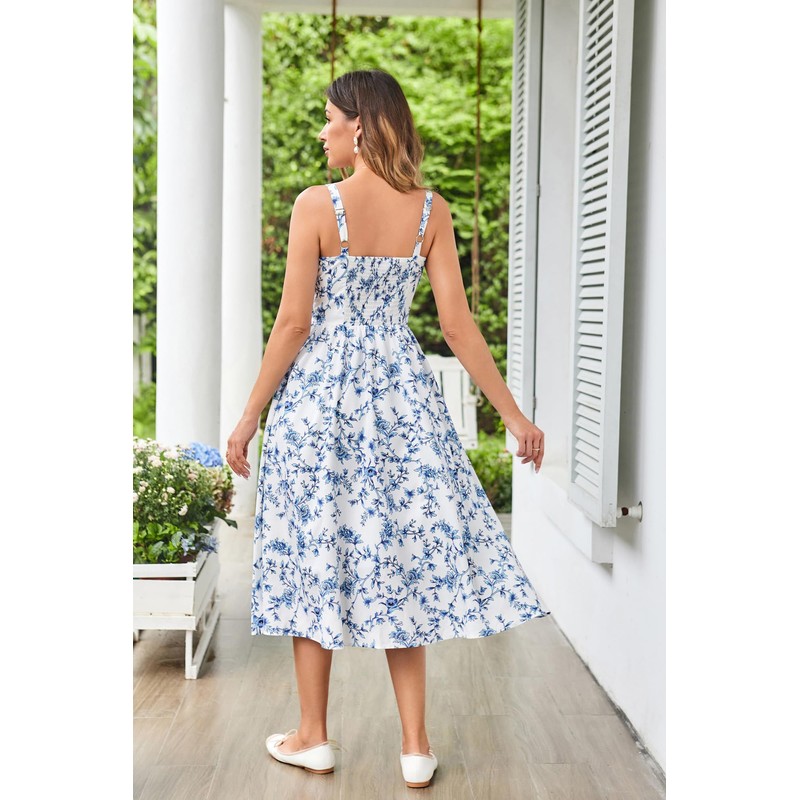Scarlet Darkness Floral Sun Dress for Women Ruched Bust Flowy