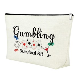 Lucky Casino Gift for Gambler Makeup Bag Casino Gamble Zipper Pouch Gift Gambler Gift Idea Casino Lovers Cosmetic Bag Christmas Birthday Retirement Gift for Gambler Friends Travel Makeup Pouch