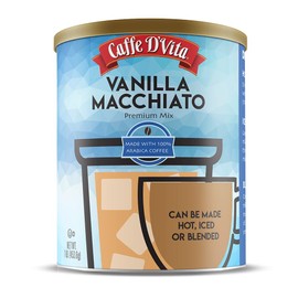 Caffe D'Vita Vanilla Macchiato - 100% Arabica Coffee Latte Mix, Instant Cappuccino Mix, Gluten Free, No Cholesterol, No Hydrogenated Oils, No Trans Fat, Kosher-Dairy, Instant Coffee Drink - 1 Lb Can