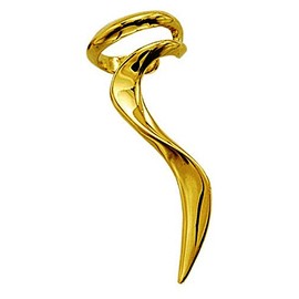 Ear Charms® 'Flame™' Ear Cuff Long Sculptural Non-Pierced Right Earring/Jacket EZ Care Gold on Sterling Silver