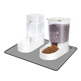 Marchul Dog Feeder and Water Dispenser, Automatic Gravity Dog Food Dispenser with Silicone Mat, Pet Food Dispenser Set for Small Medium Dogs Puppy Kitten