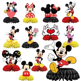 12PCS Mickey Mouse Centerpieces – Set of 12 Birthday and Baby Shower Table Decorations Honeycomb Party Decor Cute Centerpiece Set for Kids Celebrations and Themed Events