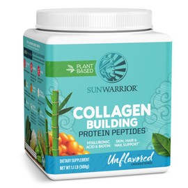 Sunwarrior Vegan Collagen Building Powder Protein Peptide with Biotin Vitamin C Hyaluronic Acid Collagen Protein Powder for Hair Skin Nail Dairy Free Gluten Free | Unflavored by Sunwarrior