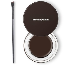 Brown Gel Eyeliner with Brush – Long-Lasting, Waterproof, Smudge-Proof Gel Eyeliner with High Pigment, Smooth Glide Formula Eye Liner